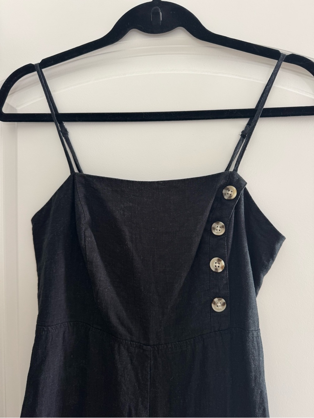 Urban Outfitters Black Wide-Leg Linen-Blend Jumpsuit - Picture 3 of 8